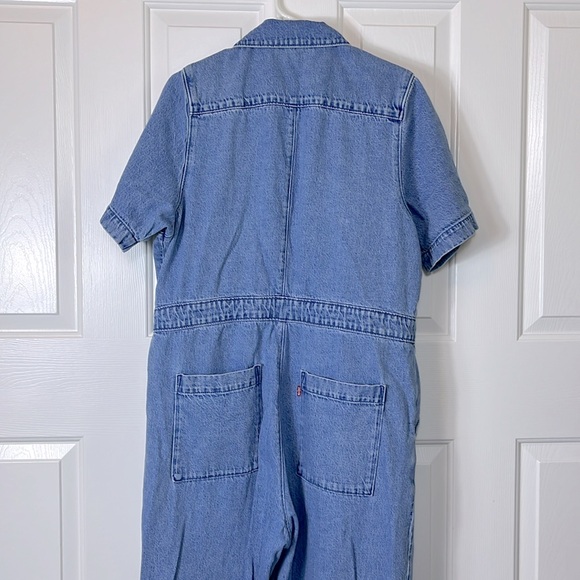 Levi’s Premium Denim Short sleeve Jumpsuit, size XL, Button & Drawstring Waist - Picture 3 of 7